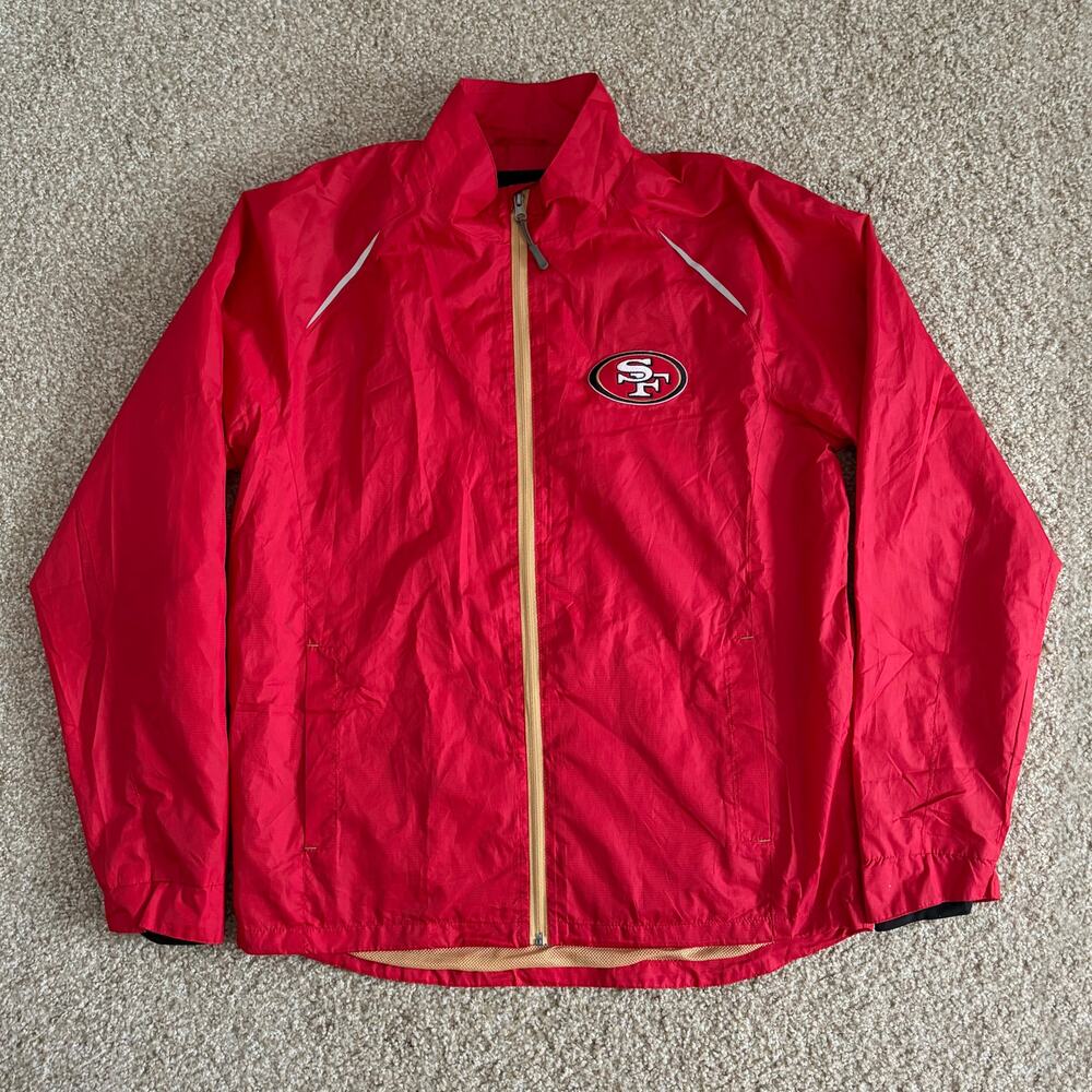 NFL San Francisco 49ers Red Windbreaker Jacket Zip Up Embroidered Men's Size L